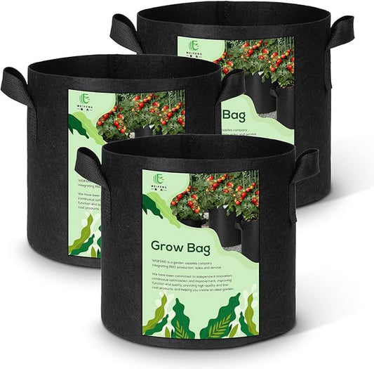 WEIFENG 3-Pack 20 Gallon Grow Bags Thickened Large Flower Pots Outdoor Fabric Pot with Handles