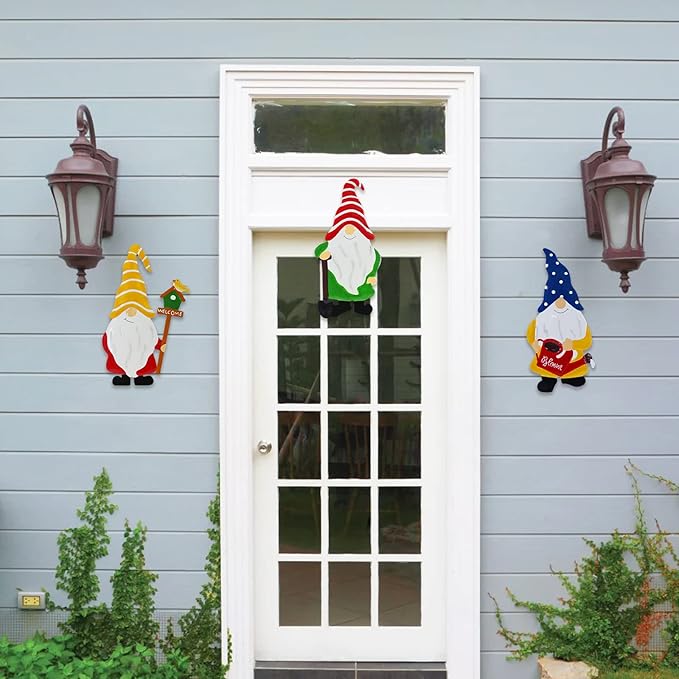 Gnomes Decorations for Yard,Metal Gnomes Decorative Garden Stakes，Garden Ornaments for Outside Yard Lawn,Outdoor Porch Patio (Mix)