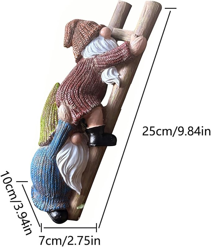 Garden Gnome Statue, Funny Resin Dwarf Sculpture for Lawn Patio Climbing Tree Decor Outdoor (Gnome-A)