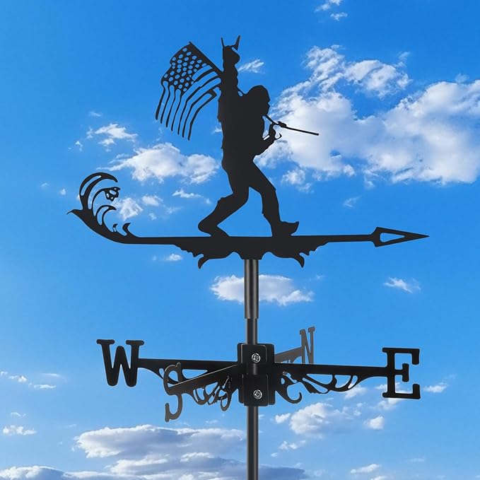 Metal Bigfoot Weathervanes, Black Metal Wind Direction Garden Decoration for Garden Farmhouse Chicken Coop Shed Outdoor Wind Measuring Tool Wind Direction Indicator