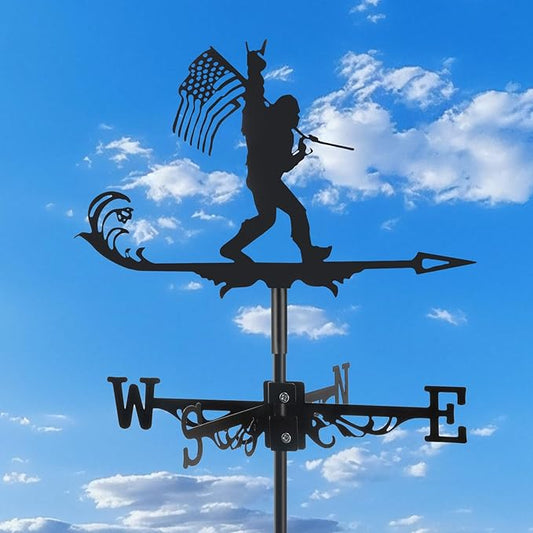 Metal Bigfoot Weathervanes, Black Metal Wind Direction Garden Decoration for Garden Farmhouse Chicken Coop Shed Outdoor Wind Measuring Tool Wind Direction Indicator