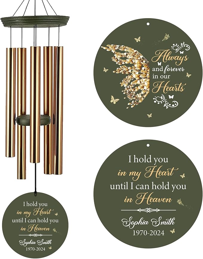 ASTARIN Memorial Butterfly 36" Wind Chimes, Personalized Name Sympathy Wind Chime, in Memory of Loss Mom Loved One, Large Deep Tone Bereavement Windchimes for Outdoors Clearance(Produced in USA)