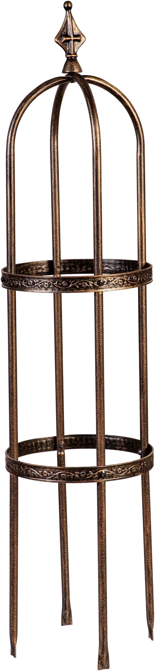 Evergreen Garden 5 ft Metal Garden Obelisk Trellis for Climbing Plants Vines, Clematis & Flowers | Outdoor & Indoor Plant Trellis for Potted Plants | Floral Pattern Arch Trellis (Antique Copper)