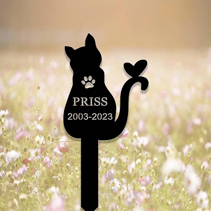 Custom Cat Memorial Stake Sign Metal Cat Grave Marker Cat Garden Decor Remembrance Stake Personalized Cat Name Yard Stake Pet in Heaven Loss of Cat Sympathy Gift