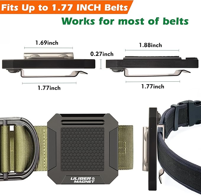ULIBERMAGNET Tool Holster Kit,Magnetic Tool Holster & Drill Holder Belt Clip,Solid Aluminum Tools Holder Belt Clip for Screw,Wrench, Impact Driver,Cordless Drill,Tape Measure,Hammer,Nails