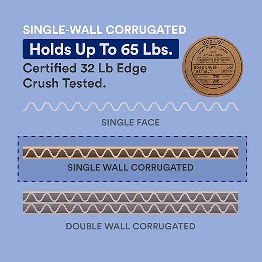 BOX USA 4x4x30 Tall Corrugated Boxes, Tall, 4L x 4W x 30H, Pack of 25 | Shipping, Packaging, Moving, Storage Box for Home or Business, Strong Wholesale Bulk Boxes