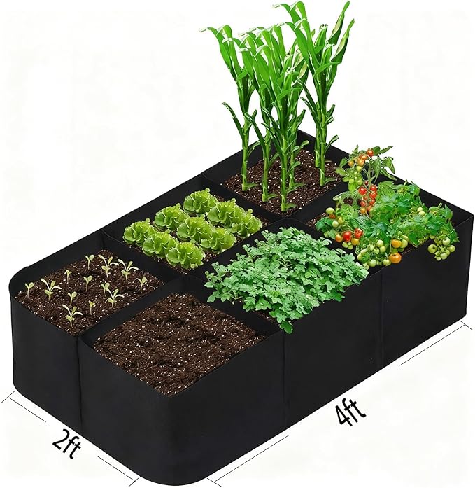 4x2 Ft Fabric Raised Garden Bed with 6 Grids - Perfect for Tomato and Potato Grow Bags, Outdoor Indoor Vegetable Garden Clearance Grow A Garden Solution