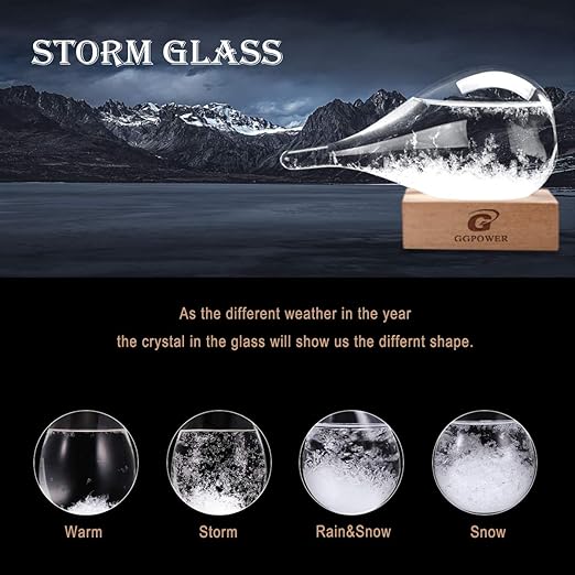 Storm Glass Weather Predictor,Christmas Unique Gifts, Christmas Snow Globe Barometer, Storm Glass Weather Station, Decorative Weather Predictor,Decorative Glass Bottles for Home and Office