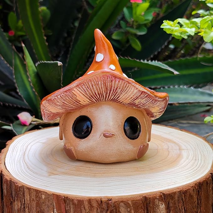 Whimsical Mushroom Garden Statue, Garden Mushrooms Outdoor Decor Gnome Garden Decor Fairy Garden Accessories for Yard, Patio, Home Desk, Backyard, Lawn Ornament Birthday Gift for Women and Men