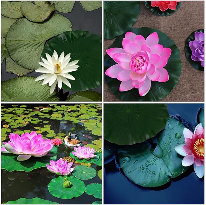 DOITOOL 3Pcs Artificial Floating Foam Lotus Leaves 23.6 Inch Large Artificial Water Lily Pads Ornaments for Patio Fish Pond Pool Aquarium Decor, Green