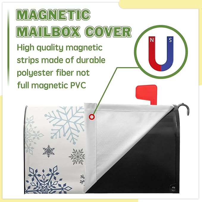 Winter Snowman Mailbox Cover Blue Bird Mailbox Covers Magnetic Snowflake Post Letter Box Cover Standard Size 21x18 inch for Garden Outdoor Yard Decor White