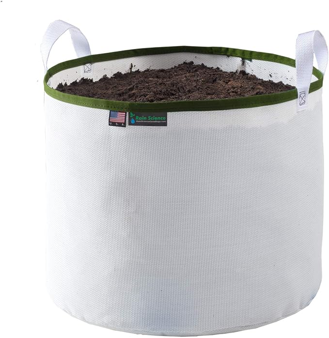 Grow Bag 15 Gallon, Planting Pots - Colorful Plant Grow Bags Pots Gardening Vegetable - Air Pruning Mesh Fabric Plant Container - (White/ODGreen)