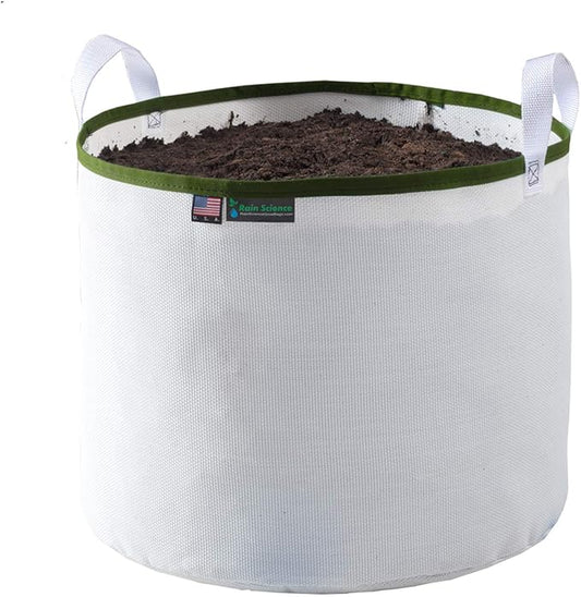 Grow Bag - 20 Gallon, Planting Pots - Colorful Plant Grow Bags Pots Gardening Vegetable - Air Pruning Mesh Fabric Plant Container - (White/ODGreen)