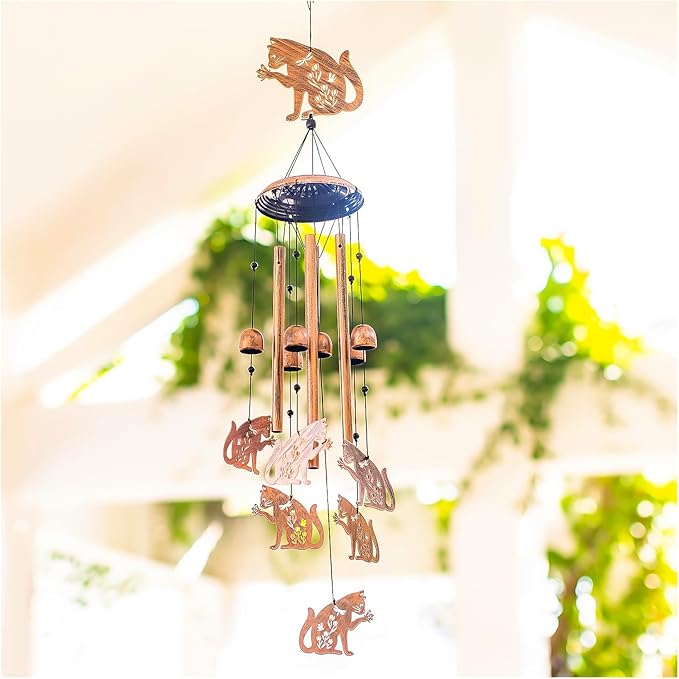 Cat Wind Chimes Outdoor Cat Gifts for Women Men Mom Dad Birthday Unique Gardening Gifts Metal WindChimes for Outside/Indoors, Lawn, Patio, Home, Yard Decor, Garden Decorations
