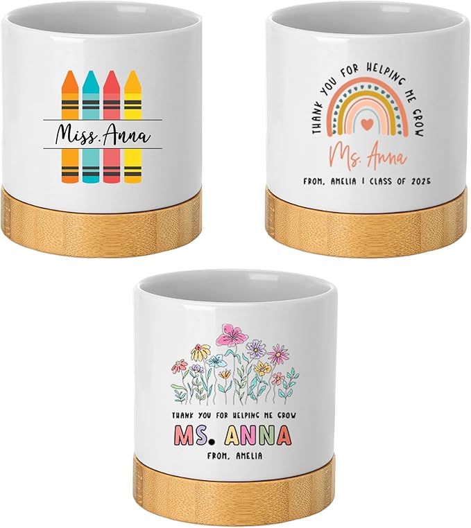 Custom Teacher Flower Pot with Drainage Personalized Thank You Gift by andaz Press