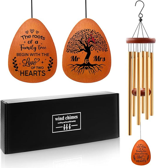 Anniversary Wind Chimes, 50th for Christmas for Couples Parents Mom Dad, Romantic Gifts Decorations for Garden Home Outdoors, Marriage Keepsake Gift Ideas, 25in