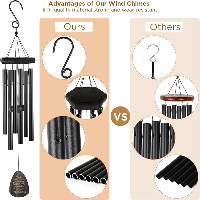 Sympathy Gifts for Loss of Dad 32" Memorial Wind Chimes for Loss of Father Bereavement Condolence Gifts Sympathy Windchimes in Memory of Father Dad Papa Butterfly Wind Chime with Cardinal Card
