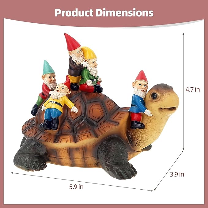 Garden Gnomes, Funny Garden Gnomes, Gnomes Riding Turtle Statue, Oudoor Garden Decor, Perfect for Festival Gifting or Garden Decoration