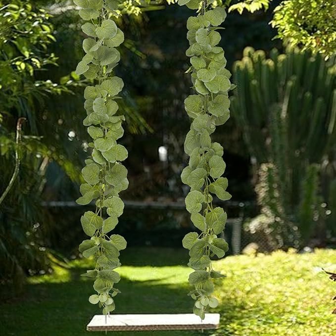 Fake Hanging Plants Vines Artificial Hanging Geranium Leaves for Outdoors Silk Ivy Garland Hanging Aesthetic Plants Greenery Green Leaves for Wedding Bedroom Garden Party Wall Decoration