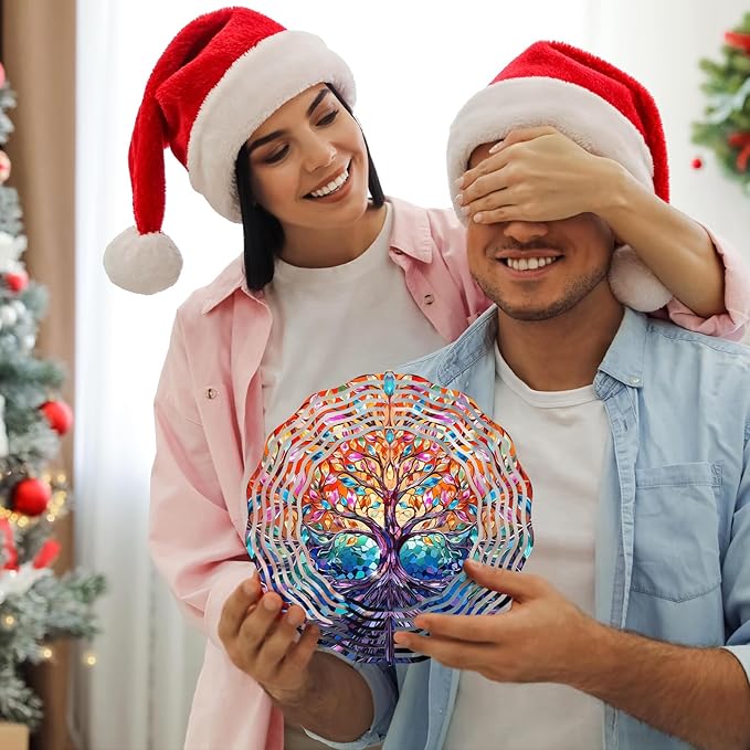 TIANCENTRAL H Tree of Life Wind Spinner,Tree of Life Wind Spinners 3D Frosted Hanging for Yard, Unique Gift Wind Spinner,3D Hanging Wind Sculptures for Garden Outdoor