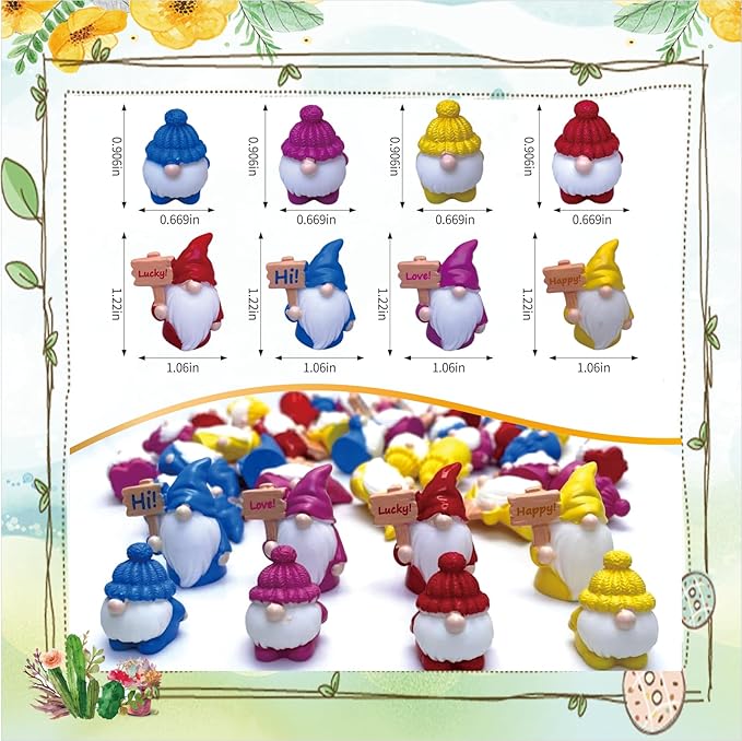 16pcs Mini Gnomes Set Fairy Garden Accessories Fairy Garden Statues for Outdoor, Indoor, Office Desk,Party Favors, Plant Pots and Gift Giving