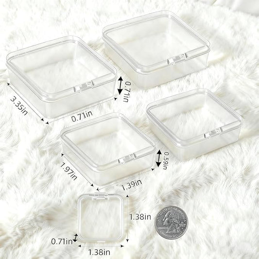 14 PCS Clear Plastic Small Storage Containers with Lids, Mini Rectangular Organizer Boxes in Multiple Sizes for Jewelry, Beads, Buttons, Nail Arts, Seeds, Screws, Thread and Other Small Parts