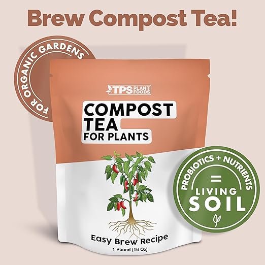 TPS NUTRIENTS Compost Tea Starter, Includes Easy and Fast Acting Brew Recipe, Organic Dry Granular Nutrients Plus Probiotics for Plants and Gardens (6 Ounces)