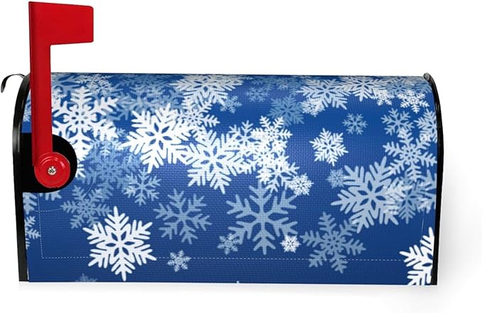 DADABULIU Mailbox Covers Snowflake Blue Winter Christmas Magnetic Letter Post Box Cover Standard Size 25.5 x 21 Inch Garden Yard Home Decorative