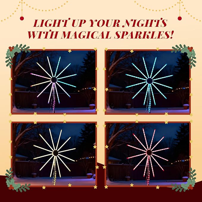 VINGLI 8.3FT Multicolor Firework Light, Color Changing LED Windmill with Gradient Effects & Adjustable Modes, Electronic Holiday Decor for Outdoor Pathway Lawn Yard Christmas Thanksgiving
