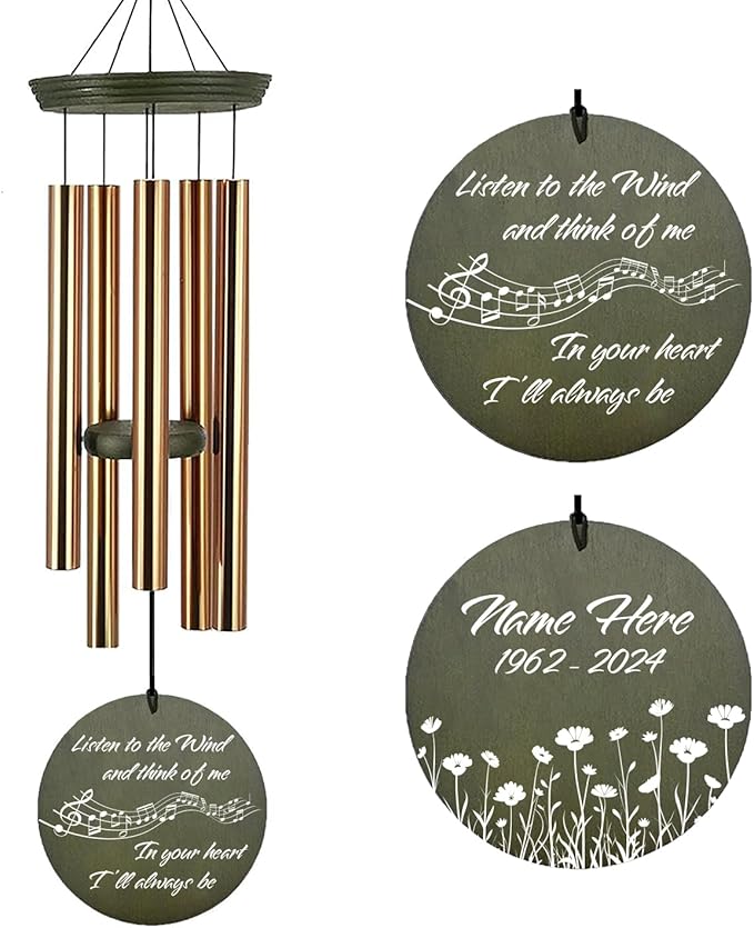 Personalized Sympathy Wind Chime, Memorial Wind Chimes for Loss of Loved One, Bereavement & in Memory Wind Chimes, Sympathy Gifts in Memory of Father, Mother, or a Loved One, Product in USA