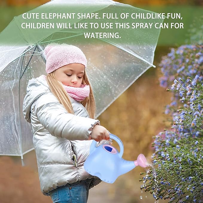 0.4 Gallon Plastic Watering Can Small Lightweight Cute Indoor Outdoor Garden Plants, Watering Can with Shower Head Elephant: Pink
