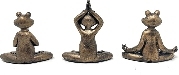 Nature's Mark 3" H Mini Yoga Frog Resin Statue Figurine Set of 3 Home Decorative Accent Décor