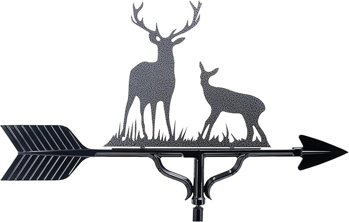 Montague Metal Products Buck and Doe Weathervane - 14 Ornament Colors Available - Roof Mount Included (4 to Choose from) - Deer Weathervane - Hunter Gift Ideas