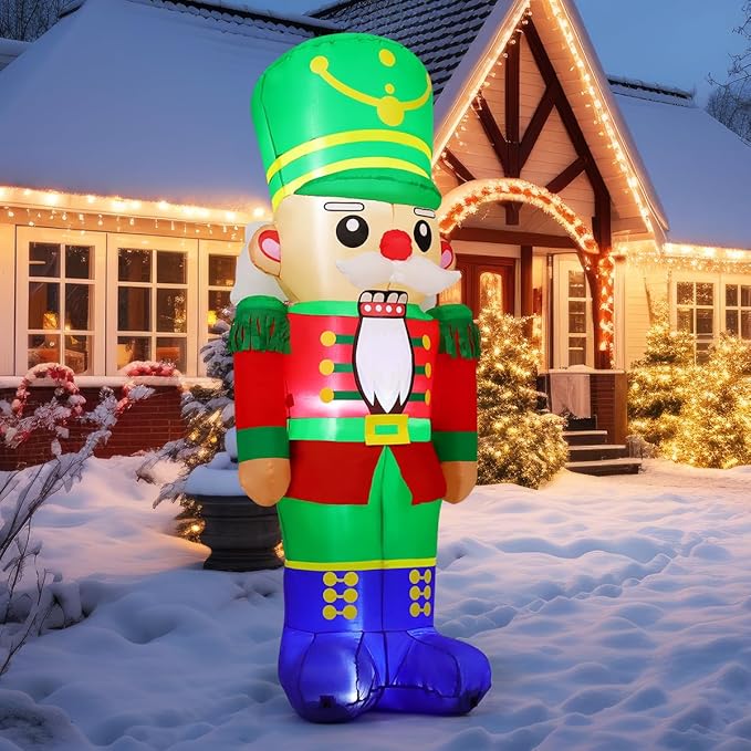 COMIN 6.5FT Christmas Inflatable Nutcracker Soldier Blow-Up Yard Decoration with LED Lights Xmas Holiday Décor for Outdoor Lawn Garden