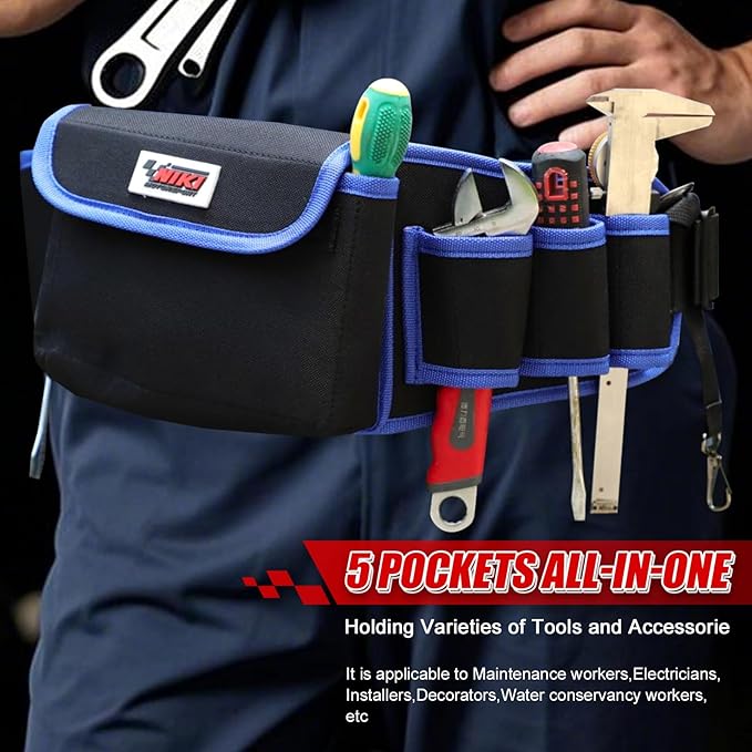 Tool Belt,600D Water-draining Oxford Cloth Tool Belts for Men,Electrician Tool Belt Widely Applied to Repairmen,Electrician,Carpenter,Construction(5 pockets)