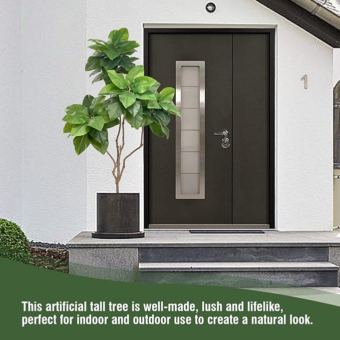 Tall Artificial Plants Indoor Artificial Ficus Macrocarpa Fake Tree for Indoor Decor Tree Fiddle Leaf Fig Tree Artificial Tree Ficus Fake Tall Plant Faux Plants Indoor Tall Faux Plants Outdoor 5Ft