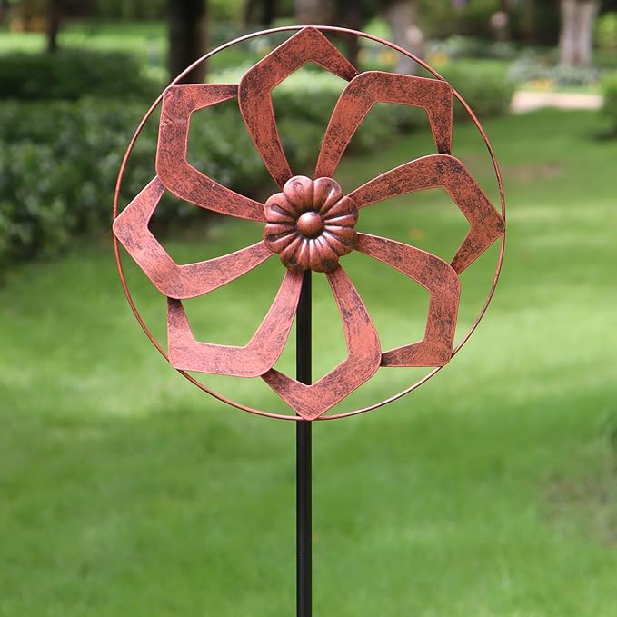 Outdoor Garden Wind Spinner Metal Decorative Yard Kinetic Sculpture Classic Rustic 48x10 Inch