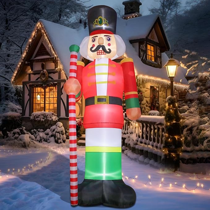 12ft Giant Christmas Inflatables Christmas Inflatables Nutcracker Soldier Giant Blow Up Yard Decorations Christmas Inflatable with Built-in LED Lights Yard Lawn Garden Home Party Decor