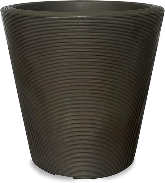 Crescent Garden Madison Planter– Weather-Resistant, Double Walled Indoor/Outdoor Plant Pot with Drain Hole – Durable All-Season Flower Container, 20" W (Old Bronze)