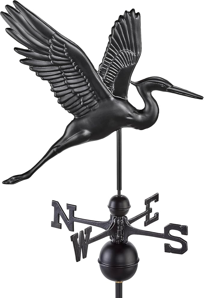 Good Directions Black Aluminum Heron Weathervane