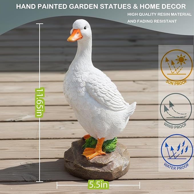 Elenon Goose Statue Garden Decorative, 11 inch High Adorable Flower Bed Outdoor Decor, Yard Patio Art Decor Sculptures Table Ornament