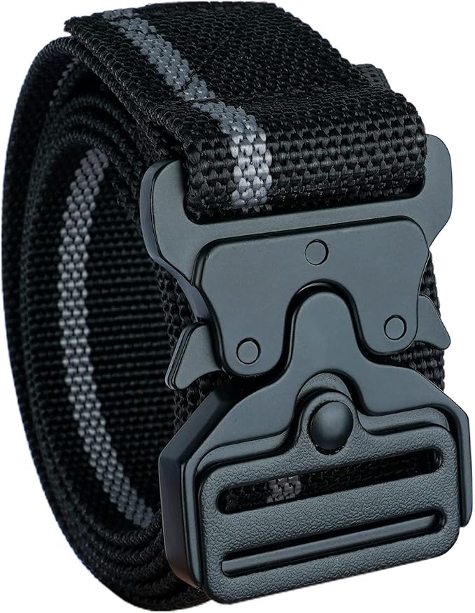 MELOTOUGH Quick Release Work Belt 1.5 Inch Web Work Tool Belt with Heavy Duty Metal Buckle for Tool Pouch, Construction, Electrical (Grey)