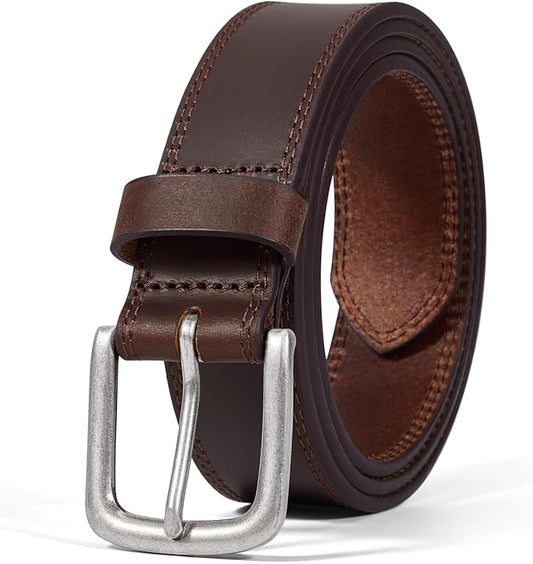 VATAN Men's Genuine Leather Casual Every Day Jeans Belts, Handmade Men Leather Belt with Gift Box