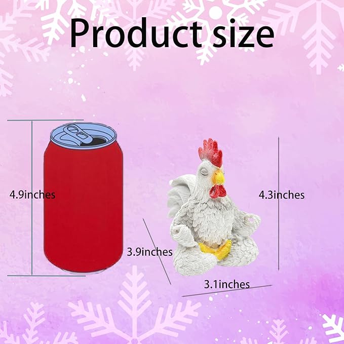 Funny White Rooster Statue Decor, Exquisite Handcrafted Resin Chicken Figurine Yoga Pose- Vibrant Country Charm for Unique Gift for Christmas Birthday Your Home Decor