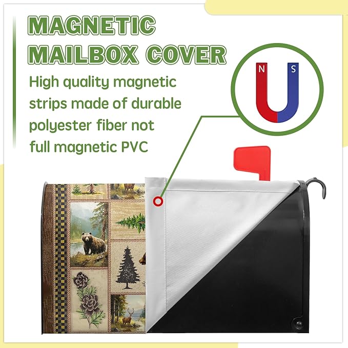 Forest Mailbox Covers Spring Summer Mailbox Covers Magnetic Bear Post Letter Box Cover Wrap Standard Size 21x18 inch Green Tree Decorations for Outside Farmhouse Garden Decor Cute Animals