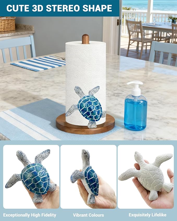 Beach House Decor, Turtle Coastal Grandma Decor for Home Kitchen & Bathroom, Turtle Gifts for Women, Funny Paper Towel Holder, Kitchen Accessories, Housewarming Gifts, Blue