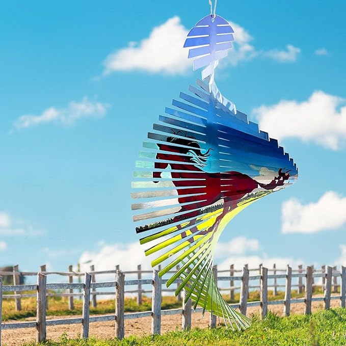 Horse Wind Spinners for Yard and Garden,Creates a Galloping Horse Effect,15In 3D Outdoor&Indoor Hanging Kinetic Yard Art Decor Wind Sculpture,Horse Gift for Women/Mother/Father/Men/Unisex