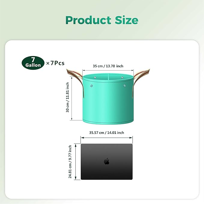 (BFCM Deal) 7 Pcs 7 Gallon Grow Bags, PE Garden Grow Bags for Plants with Branch-Binding Holes and Bottom Drain Holes, Ideal for Vegetables, Strawberries and Flowers