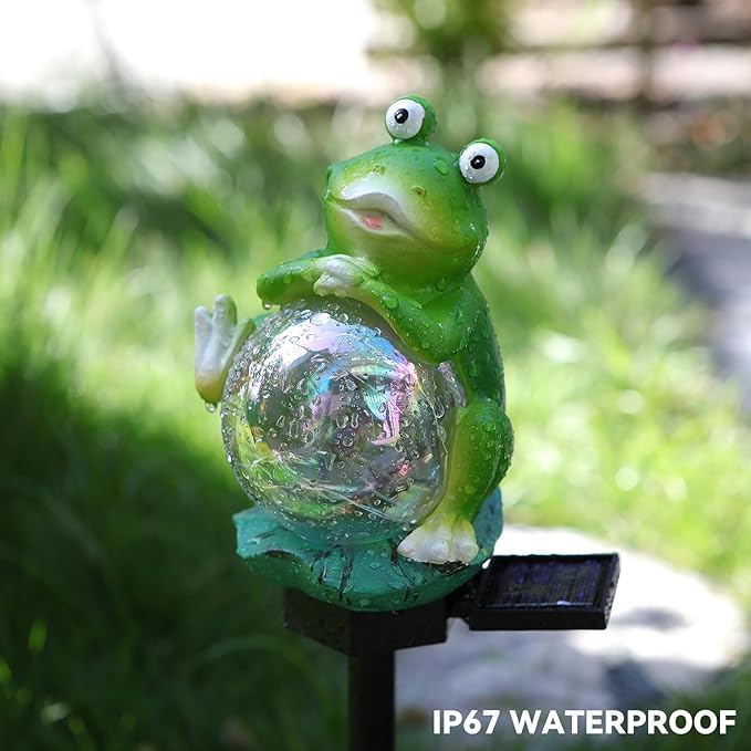 Outdoor Solar Garden Lights,Solar Frog Decorative Lights, IP67 Waterproof Colorful LED Solar Outdoor Lights,Solar Stake Lights for Garden Patio Yard Lawn Decoration