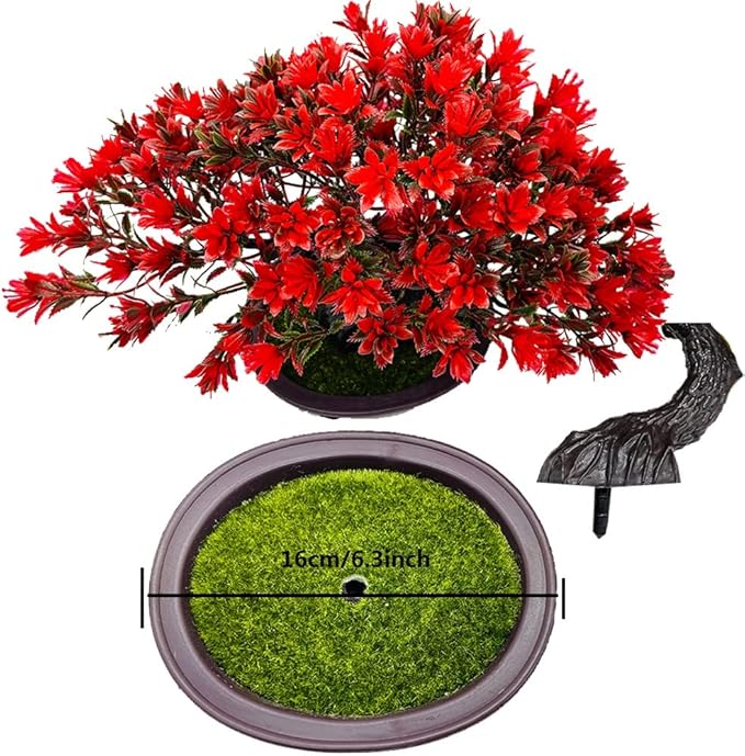 Artificial Plants & Greenery Fycooler Fake Plants Plastic Artificial Bonsai Tree, Red Bonsai Tree Juniper for Home Bedroom Living Room Office Desk Bookshelf Farmhouse Decor Zen Garden Decorations